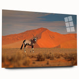 Large abstract wall art depicting the Namibian desert, in earthy tones on acrylic glass.