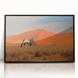 Large abstract wall art depicting the Namibian landscape, in muted earth tones on a framed acrylic.