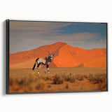 Black and white framed canvas depicting a Namibian landscape, ideal for bedroom wall art.