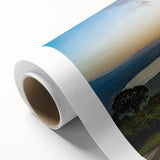 Art deco poster of a Tanzanian scenery in muted earth tones on rolled canvas, ideal for nursery wall art.