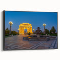 Black and white landscape art painting of Azerbaijan scenery on framed canvas, ideal for bedroom wall decor.