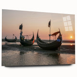 Large abstract wall art on acrylic featuring a serene Bangladesh landscape in muted earth tones.