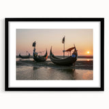 Extra large abstract art print featuring vibrant, textured colors of Bangladesh scenery on a framed black mat.
