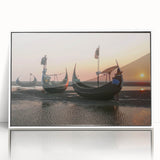 Art deco poster of a Bangladesh scenery in muted colors on a white-framed acrylic.