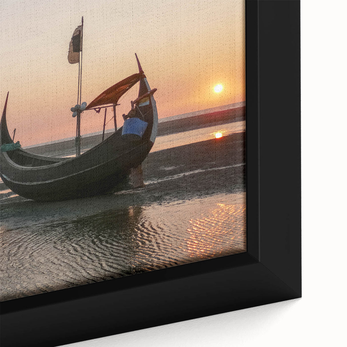 Black wall art featuring a textured close-up of colorful, abstract scenery on a framed canvas, ideal for living room decor.