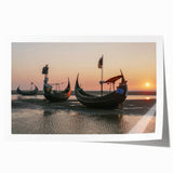 Rolled print of Bangladesh scenery with lush greenery and waterways in vibrant colors, ideal for dining room wall art.
