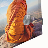 Large abstract wall art depicting Tibet scenery in muted earth tones on acrylic glass, suitable for dining room decor.