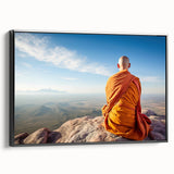 Black and white framed canvas of a Tibetan landscape, ideal for bedroom wall art with a vintage poster style.