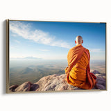 Framed canvas wall art featuring a vintage-style landscape painting of Tibet, with muted gold and black tones.