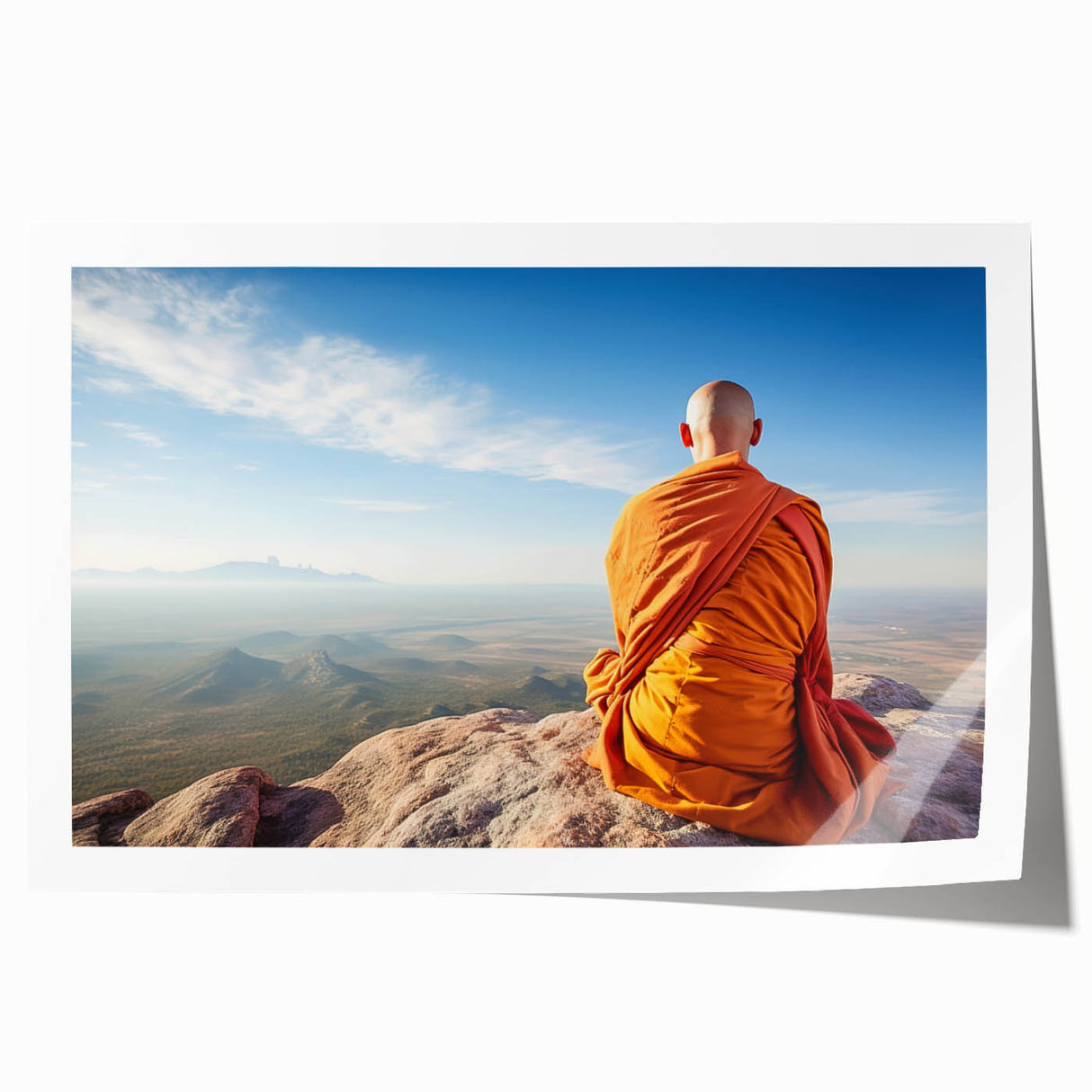 Extra large rolled print featuring a Tibetan landscape with vibrant floral elements, ideal for art wall dining room.