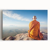 Black and white photograph of Tibetan landscape on stretched canvas, suitable as large kitchen wall art.