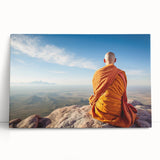 Black and white photo of Tibetan landscape on stretched canvas, ideal for kitchen wall art or bedroom ambiance.