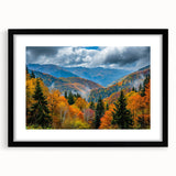 Extra large abstract art print featuring colorful, textured scenery of Asia in a black frame, ideal for living room decor.