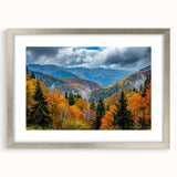 Textured abstract art print of a serene landscape in muted earth tones, framed in silver, ideal for bedroom art.