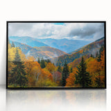 Large abstract wall art depicting a serene Georgian landscape in muted earth tones on a framed acrylic panel.