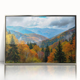 Mid-century modernist art depicting a serene Asian landscape in muted earth tones, framed acrylic.