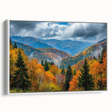 Vintage poster art of a colorful Georgian landscape on a large framed canvas, ideal for living room decor.