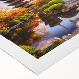 Art deco poster of a serene Kyoto landscape in muted earth tones on rolled canvas, suitable for dining room walls.