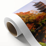 Art deco poster of Kyoto scenery in pastel shades on rolled canvas, ideal for nursery wall art.