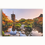 Black and white large art print of Kyoto scenery on stretched canvas, suitable for kitchen wall art.
