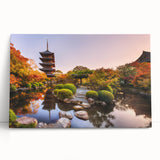 Black and white large art print of Kyoto scenery on stretched canvas, ideal for kitchen wall art or bedroom ambiance.