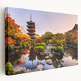 Large canvas print of a serene Kyoto landscape in soft watercolor tones, ideal for kitchen wall art.
