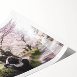 Extra large rolled print depicting line art flowers in black on a white background, suitable for large living room wall art.