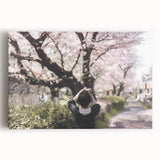 Black and white large art print of a Japanese scenery on stretched canvas, ideal for kitchen wall art.