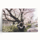 Black and white large art print of an Asian scenery on stretched canvas, suitable for kitchen or bedroom wall.