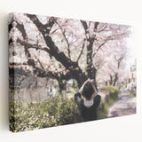 Large canvas print depicting a serene Japanese landscape with muted earth tones, ideal for kitchen wall art.