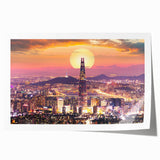 Extra large rolled print of a serene Korean landscape with soft pastel shades, ideal for art wall dining room.