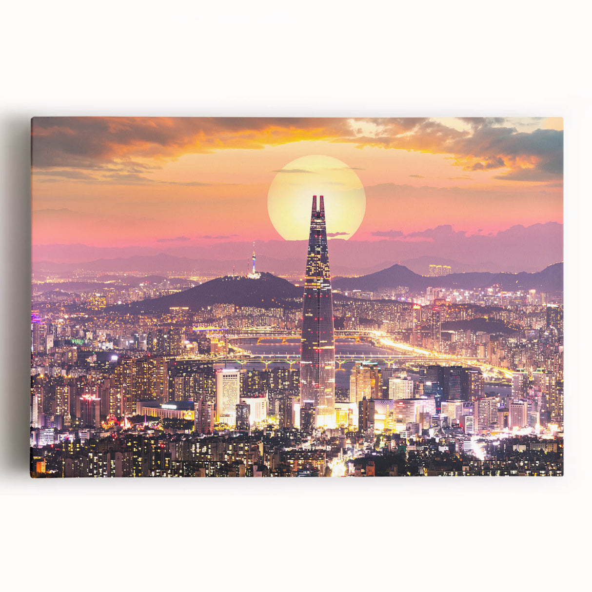 Black and white large art on stretched canvas depicting Asian scenery, ideal for kitchen wall art.