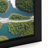 Extra large framed canvas featuring a textured, colorful Laotian scenery, ideal for living room decor.