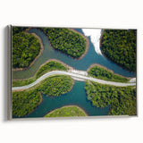 Framed canvas of a vintage-style Laos landscape featuring colorful art with black borders, suitable for living room decor.