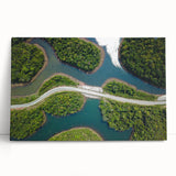 Black and white photo of a Laotian landscape on stretched canvas, ideal for kitchen wall art or bedroom ambiance.