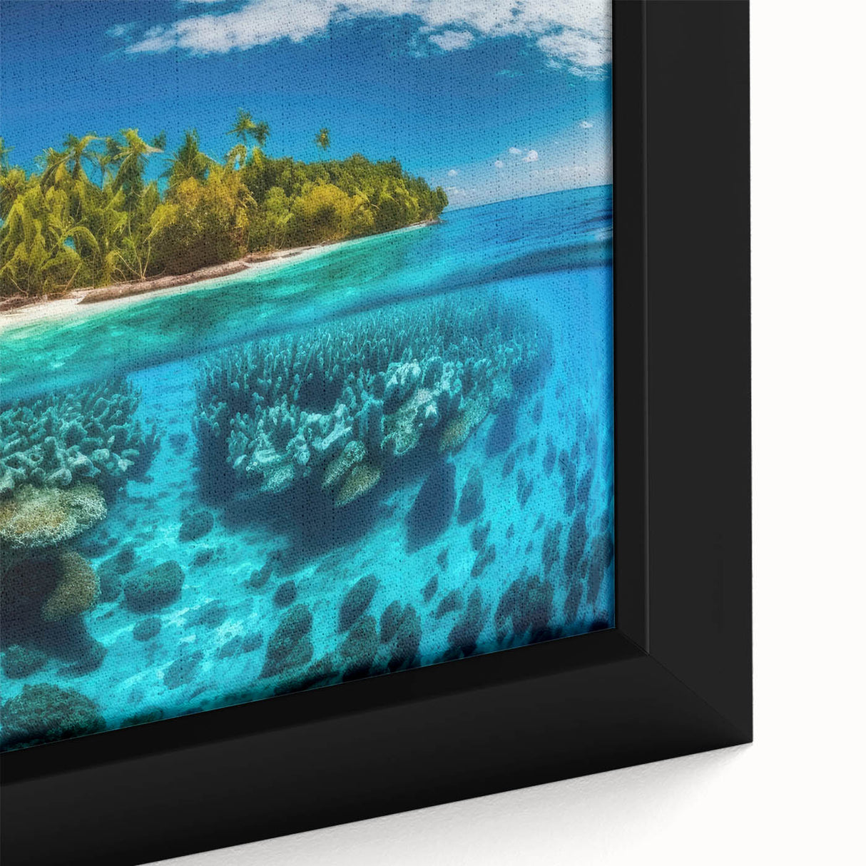 Extra large framed canvas featuring a textured depiction of a Malaysian landscape in vibrant colors.