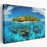 Large canvas print of a Malaysian landscape in muted green and blue tones, suitable for kitchen wall art.
