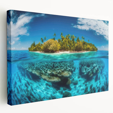 Large canvas print of a Malaysian landscape in muted green and blue tones, suitable for kitchen wall art.