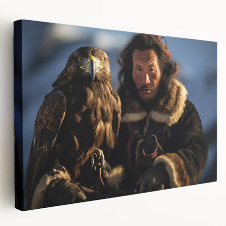 Large canvas print featuring a serene Mongolian landscape with muted earth tones, ideal for kitchen wall art.