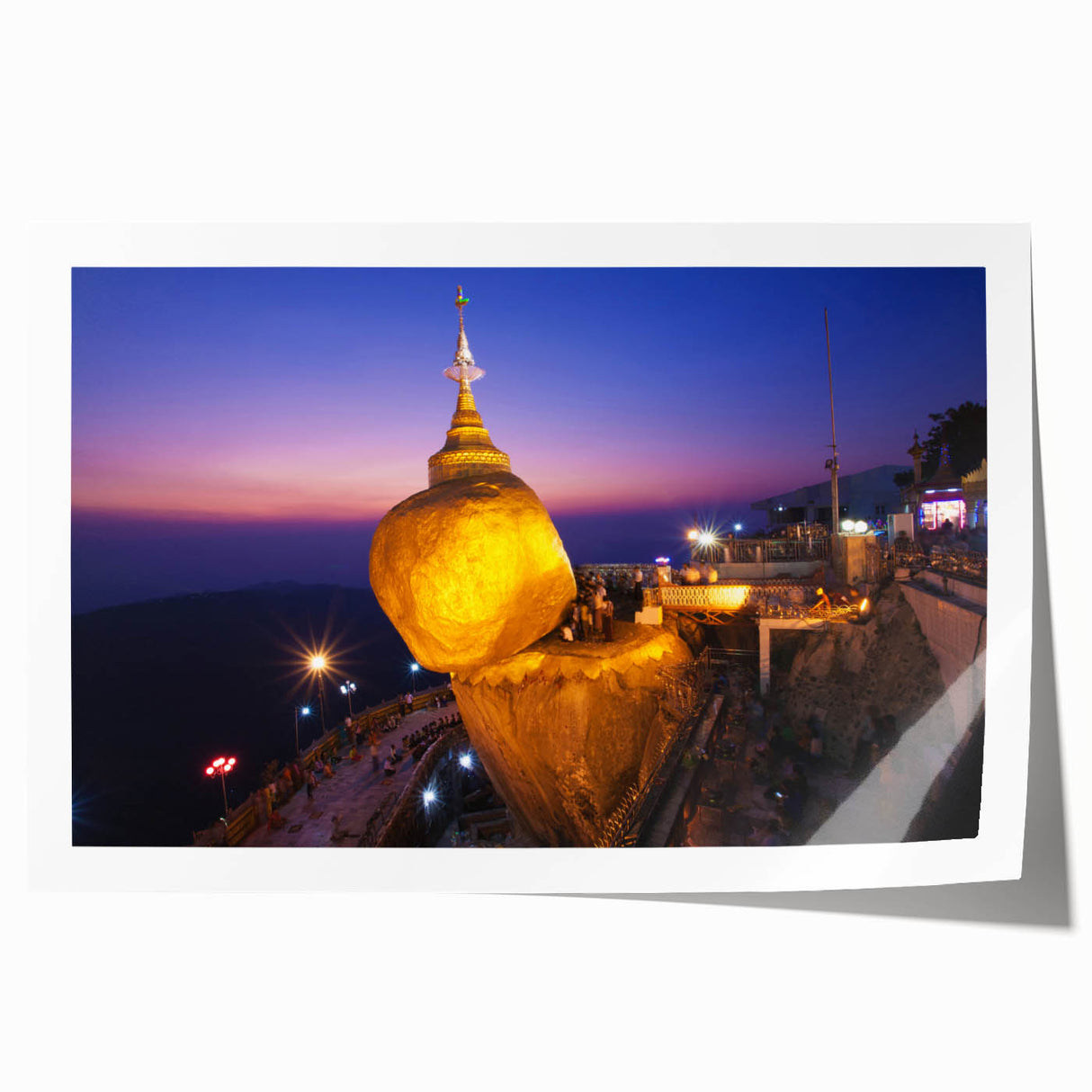 Extra large wall art of a Myanmar landscape scene on rolled canvas, featuring muted earth tones, ideal for dining room decor.