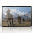 Large abstract wall art depicting a serene Pakistani landscape in muted earth tones on a framed acrylic.