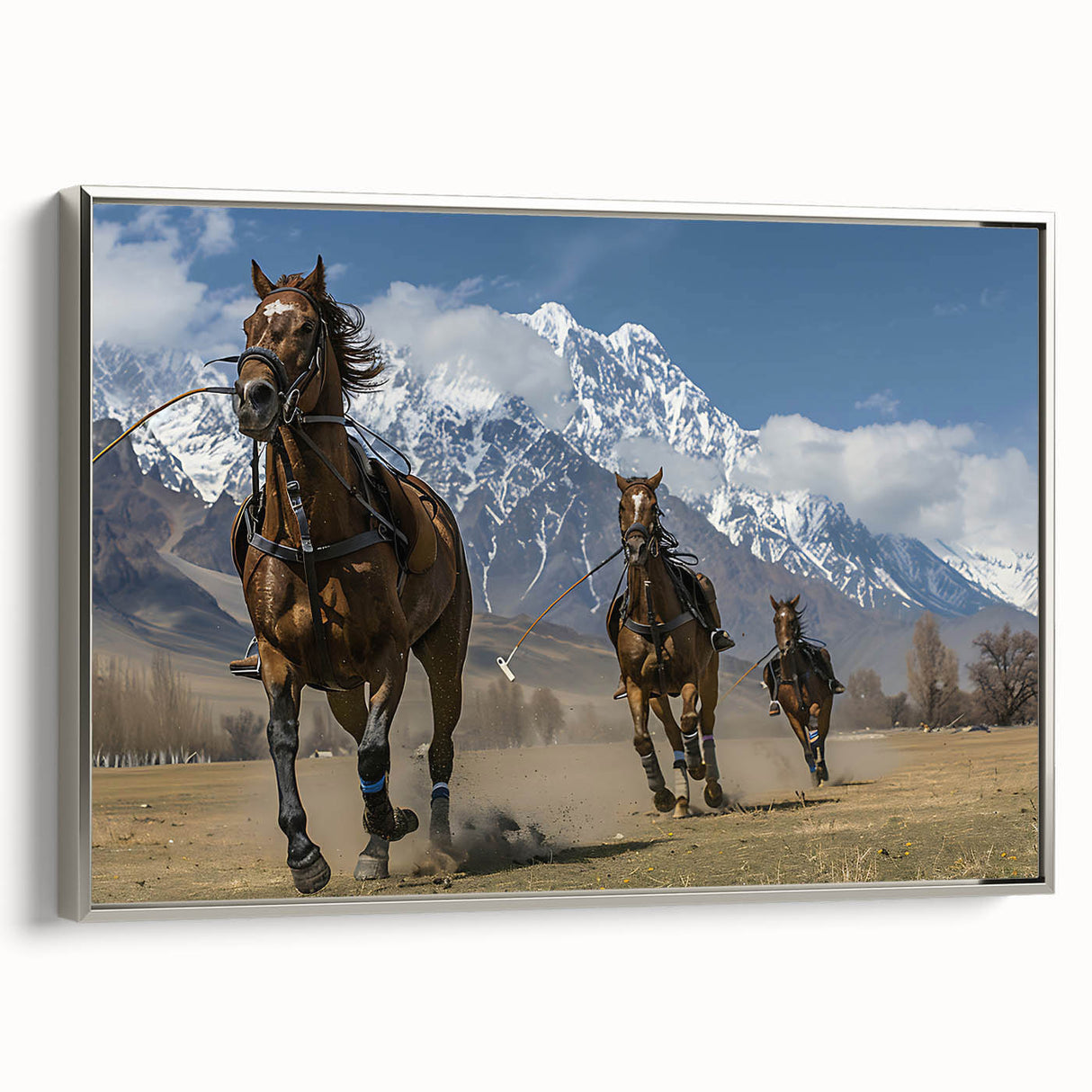 Framed canvas featuring a colorful Pakistani landscape with vintage poster art style.