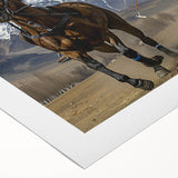 Art deco poster featuring a serene Pakistani landscape in soft earth tones on rolled canvas, ideal for dining room decor.