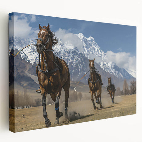 Large canvas print featuring a serene Pakistani landscape in muted earth tones, suitable for kitchen wall art.