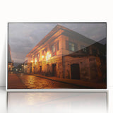 Art deco poster of a Philippine landscape, featuring muted green and blue tones on a framed acrylic.