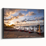 Framed canvas featuring a black and white vintage poster art of a Taiwanese landscape, ideal for bedroom decor.