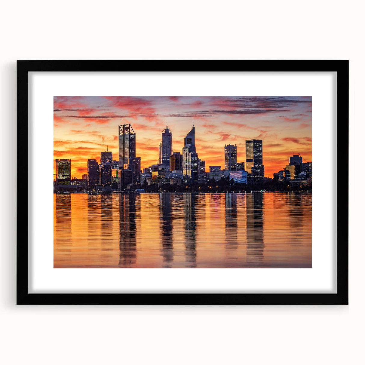 Extra large abstract art print of colorful, textured scenery, framed in black, ideal for living room decor.