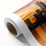 Art Deco style poster of Perth skyline in pastel shades on rolled canvas, suitable for nursery wall art or dining room.