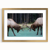 Extra large abstract art print of Alberta's scenery in textured colors, framed in gold, ideal for living room decor.