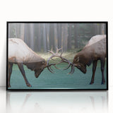 Large abstract wall art depicting Alberta, Canada scenery in muted earth tones on a framed acrylic.